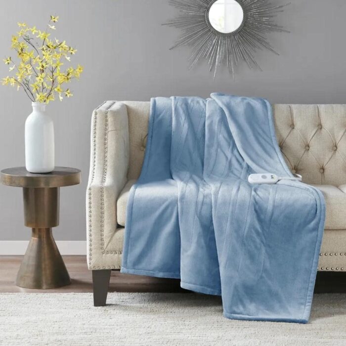 50" x 60" Heated Throw Electric Blanket Light Blue