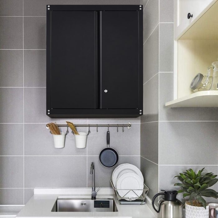 Wall Storage Cabinet Garage Wall mounted Cabinet with Shlef and Lock