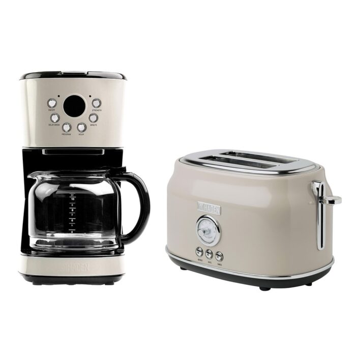 Haden Retro Style 12 Cup Programmable Coffee Maker with 2 Slice Toaster, Beige - 4.2