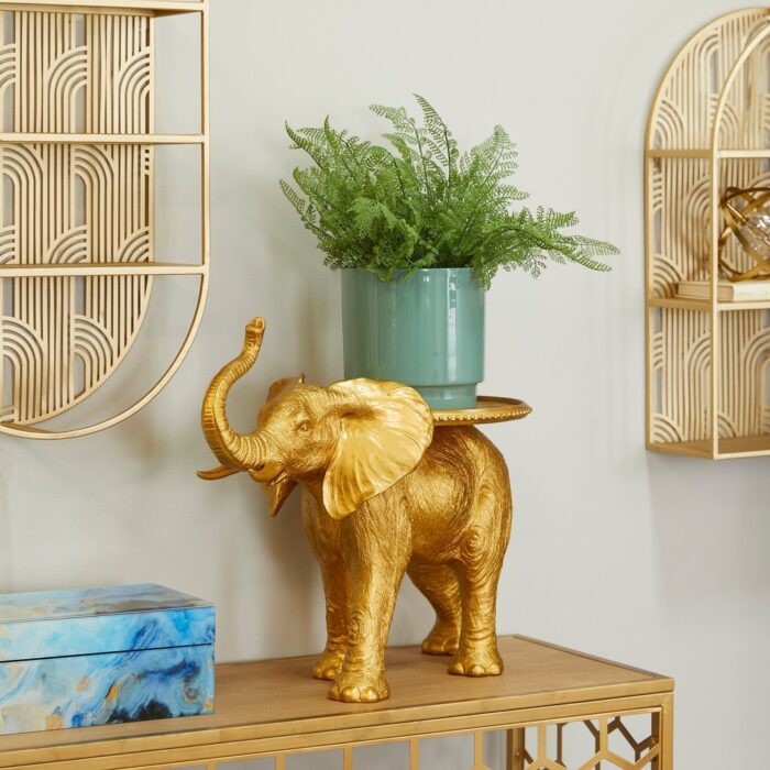 The Novogratz Gold Polystone Elephant Sculpture