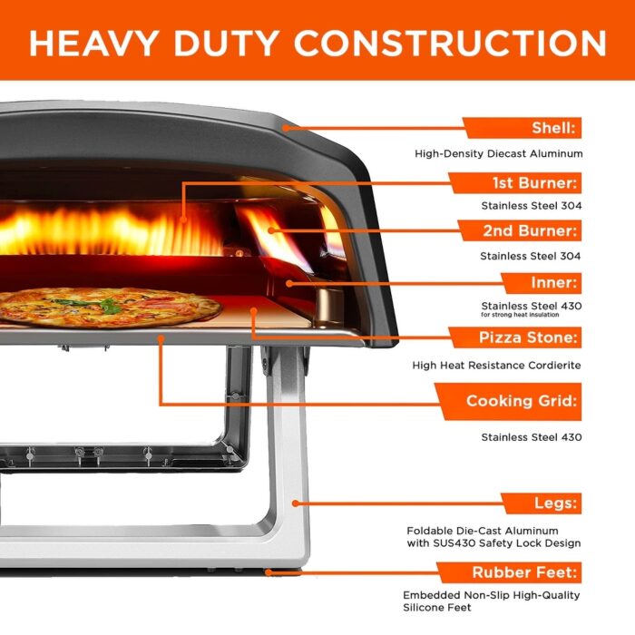 Commercial Chef Pizza Oven Outdoor - Propane Gas Pizza Oven Portable for Outside - N/A - Image 2