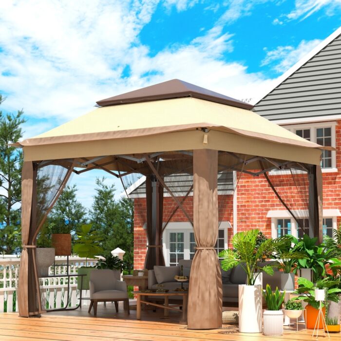 VEVOR Outdoor Intubated Canopy Gazebo Starter Kit w/ Mosquito Netting