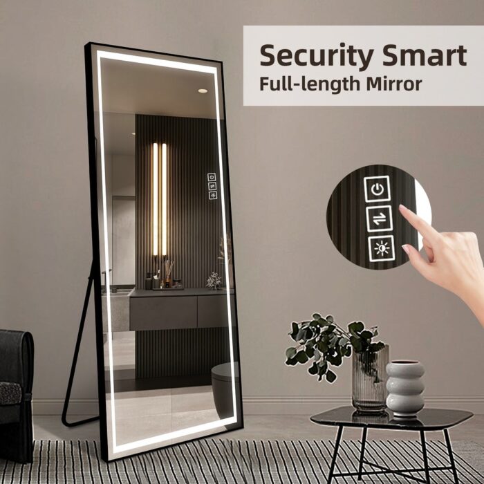 Standing Tall Full Size Mirror with Lights for Bedroom - Image 2