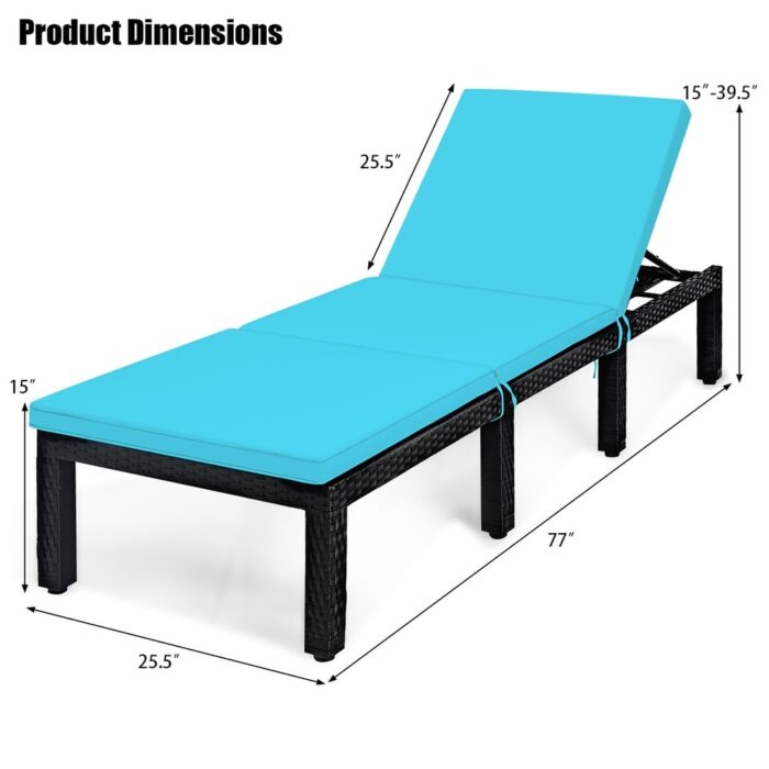 Outdoor Chaise Lounge Chair Adjustable Rattan Recliner Chair - Image 2