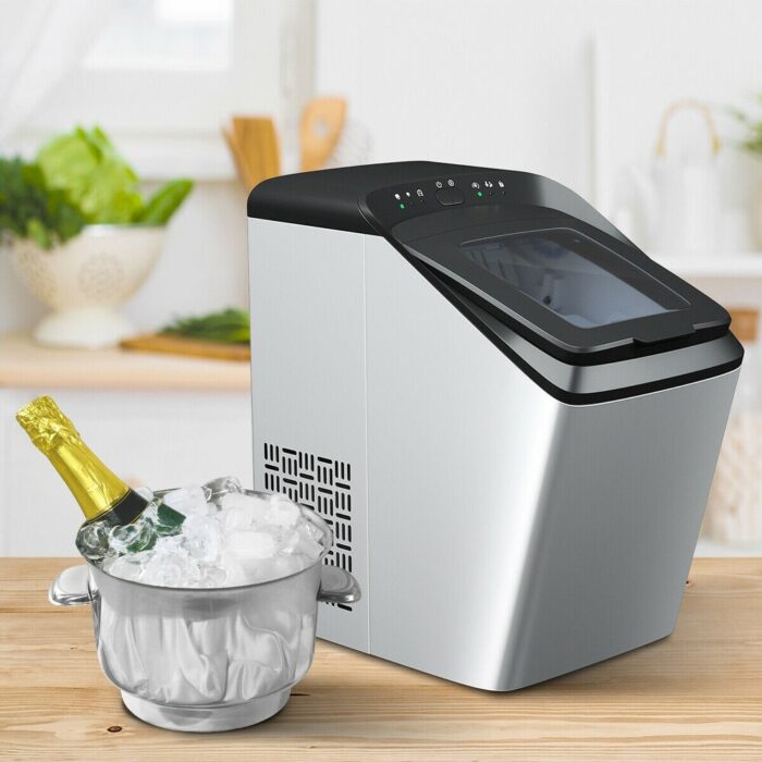 Stainless Steel Ice Maker 33Lbs/ 24Hrs Self-Clean Function with Scoop - Image 2