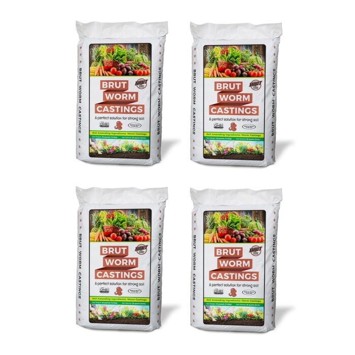 Brut Worm Farms Organic Worm Castings Soil Builder, 30 Pound Bag (4 Pack)