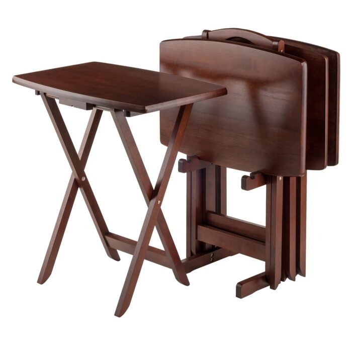 Darryl 5-Pc Snack Table Set, Oversize, Walnut - 23.62 x 15.75 x 25.51 inches