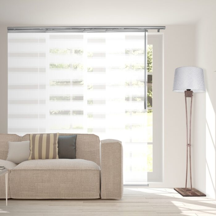 InStyleDesign Pier White 4-Panel Single Rail Panel Track / Room Divider / Blinds 48"-88"W, Panel width 23.5"