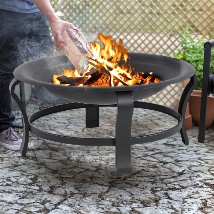 30 in. Steel Outdoor Wood Burning Fire Pit for Patio Backyard Camping,with Spark Screen,Log Grate,Poker - 30 x 30 x 19.68 inch