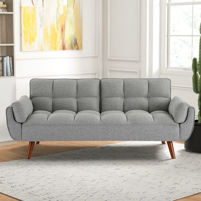 75.39 IN. Futon Sofa Bed, Convertible Upholstered Couch Sleeper with Reclining Sleeper Split Tufted Back - Image 2