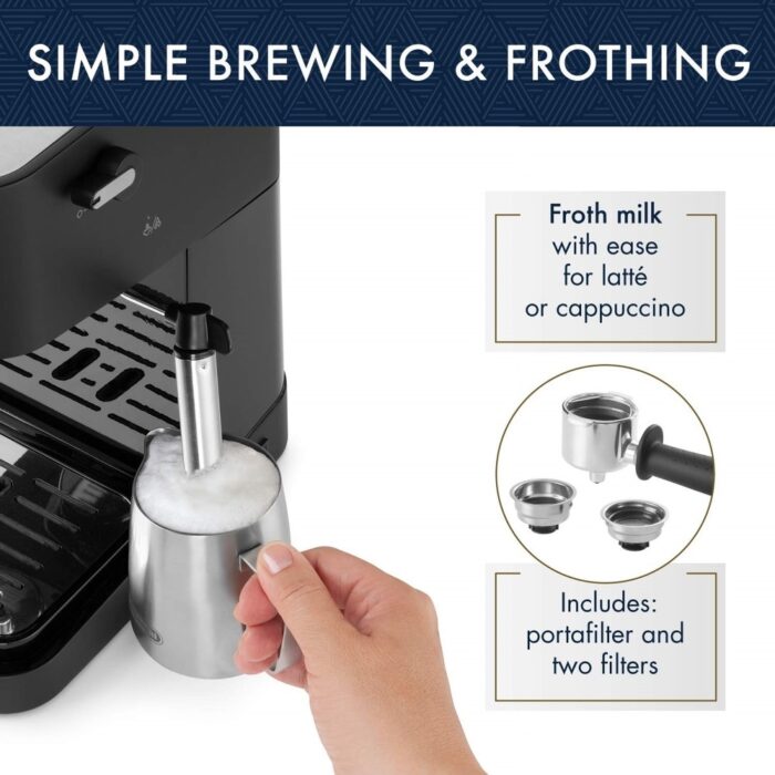 Manual Espresso Machine, 15 Bar Pump Pressure + Milk Frother Steam Wand - Image 2