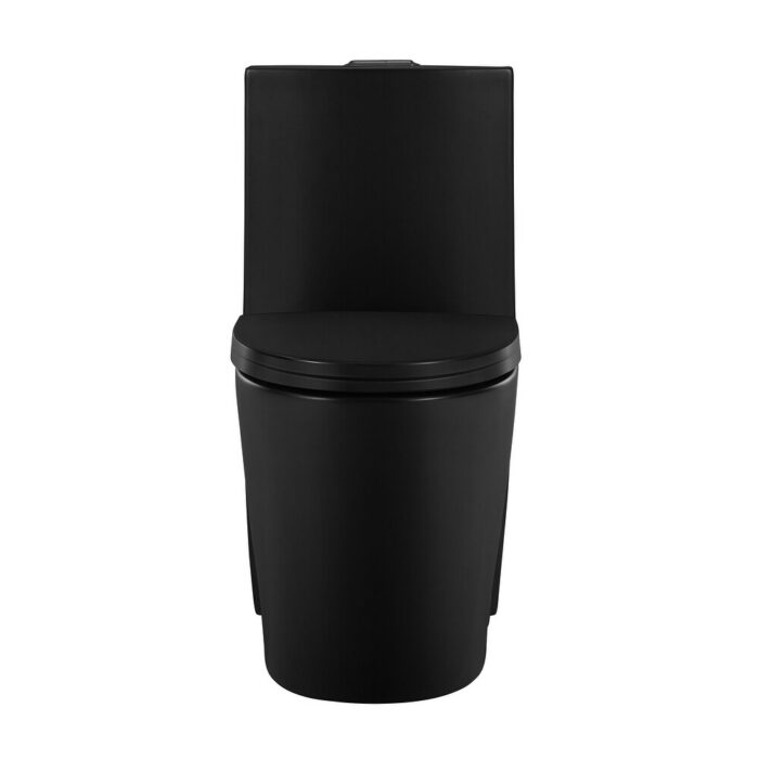St. Tropez One Piece Elongated Toilet Dual Vortex Flush In Matte Black, Black Hardware 1.1/1.6 Gpf - 27" x 15.15" 31.2" - Image 2