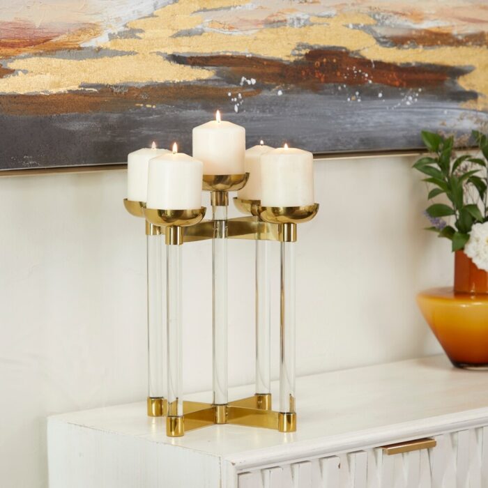The Novogratz Gold Stainless Steel Candle Holder - 10"L x 10"W x 14"H