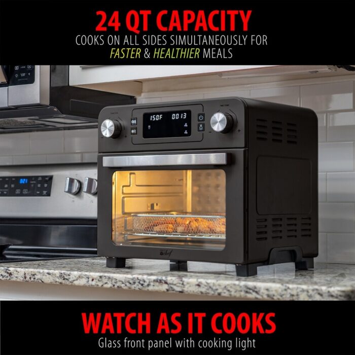 Deco Chef 24QT Stainless Steel Countertop Toaster Air Fryer Oven - Image 2