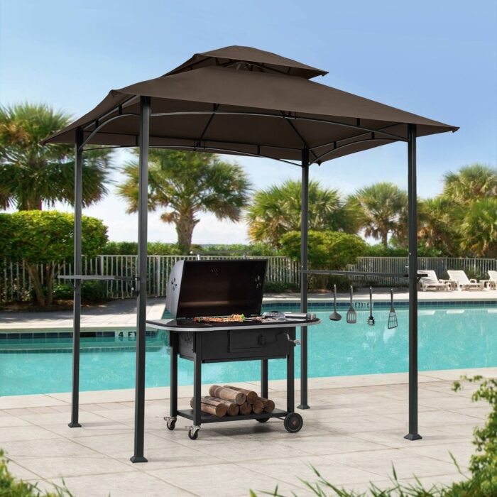 Outdoor Grill Gazebo 8 x 5 Ft Double Tier Soft Top Canopy and Steel Frame - Image 2