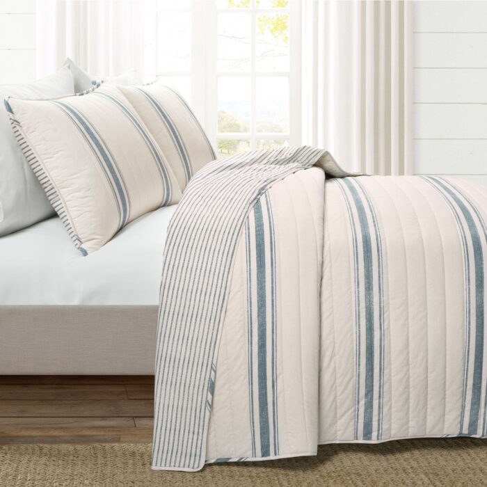 Lush Decor Farmhouse Stripe 3 Piece Quilt Set