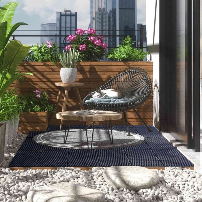 12 in. x 12 in. Square Composite Decking Tiles, Patio Interlocking Deck Tiles for Balcony Porch Backyard (Pack of 27) - 4 - Image 2