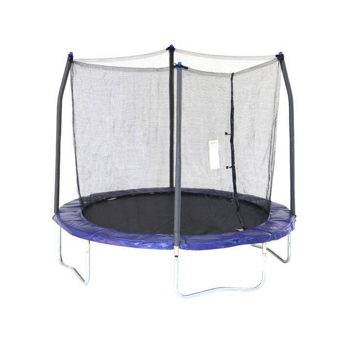 Skywalker Outdoor Kids 8 Foot Round Trampoline with Safety Net Enclosure, Blue
