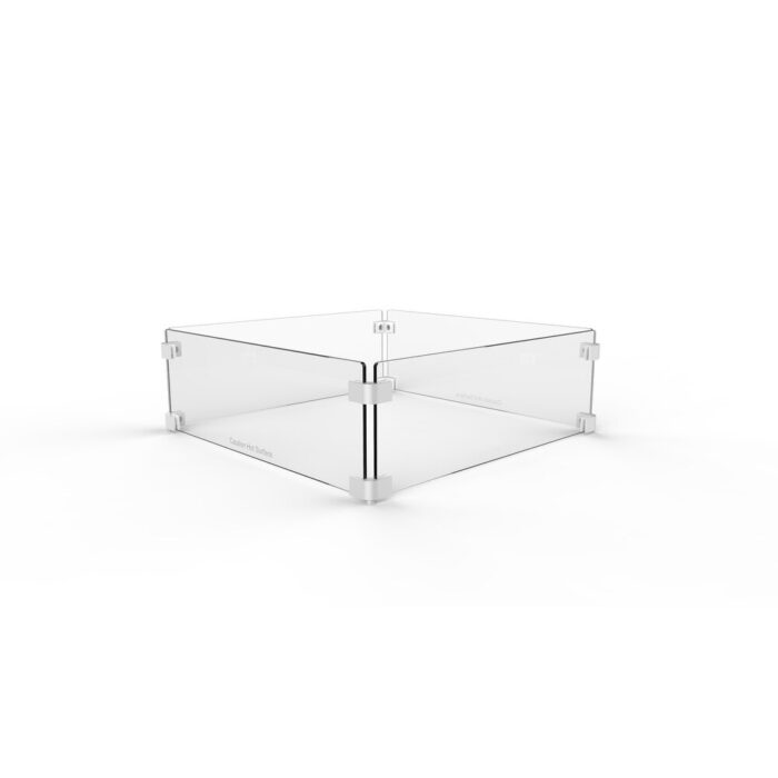 EV Fires 23" Square Fire Pit Clear Tempered Glass Flame Guard in Silver - 6"H x 22.5"W x 22.5"D - Image 2