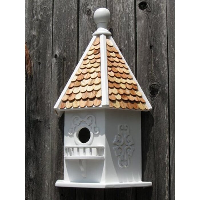 16" White and Brown Fairytale Inspired Outdoor Garden Birdhouse - Image 2
