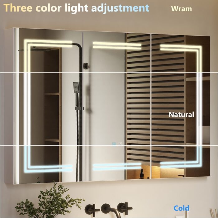 Bathroom LED Cabinet Medicine Cabinet with Mood Lighting and Defogger