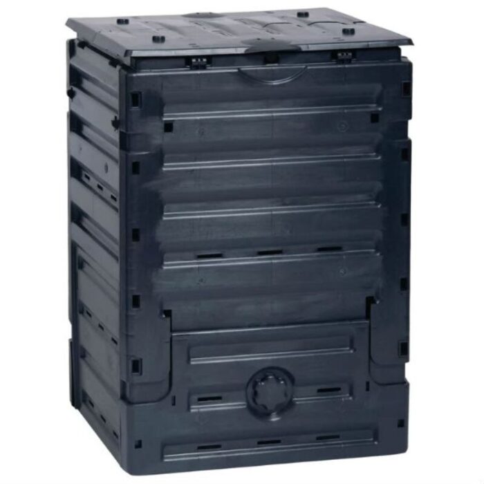UV-Resistant Black Recycled Plastic Compost Bin with Lid - 25.6 x 23.6 x 35.5 i - Image 2