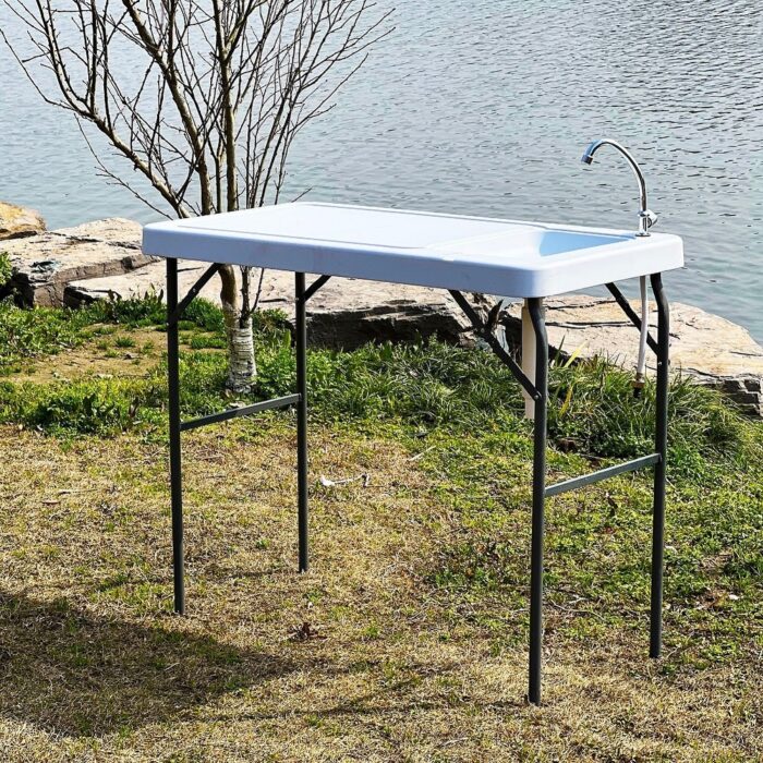 Portable Folding Outdoor Cutting Cleaning Table with Sink Faucet - Image 2