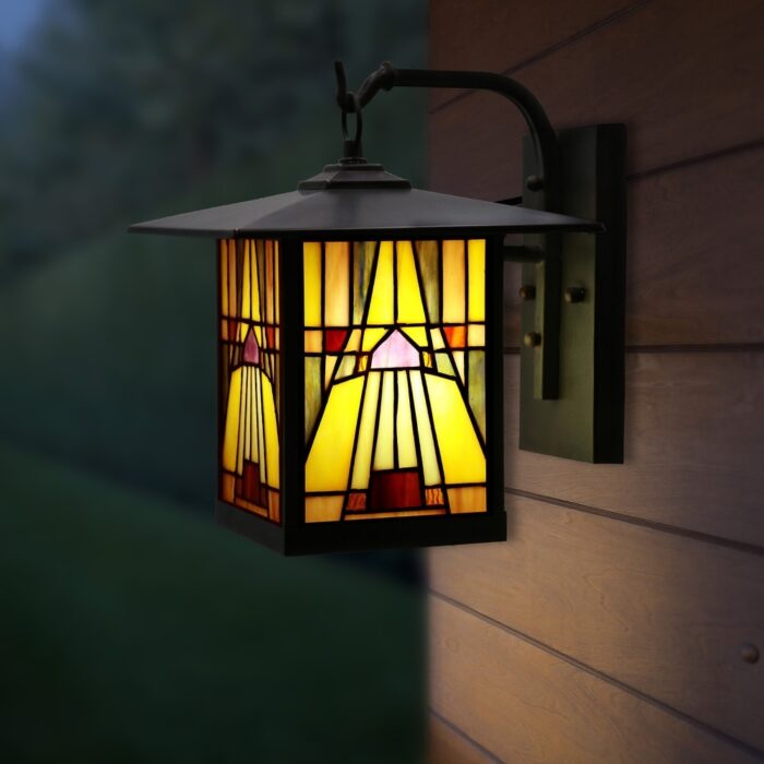 Bawe Red Stained Glass Oil Rubbed Bronze Light Fixture by Havenside Home - 9x10.75x11.75