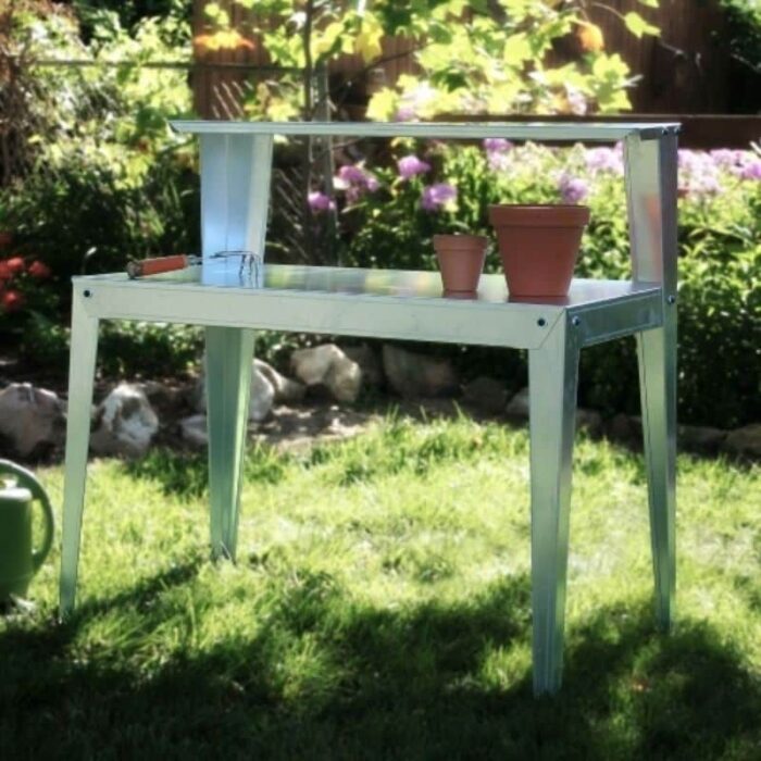 Galvanized Steel Potting Bench Garden Workstation Rack Table - 44L x 24W x 44H in.