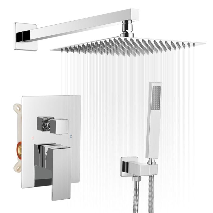 10 Inch Square Bathroom Shower Combo Set - 19.09"D x 14.96"H x 13.98"W - Image 2