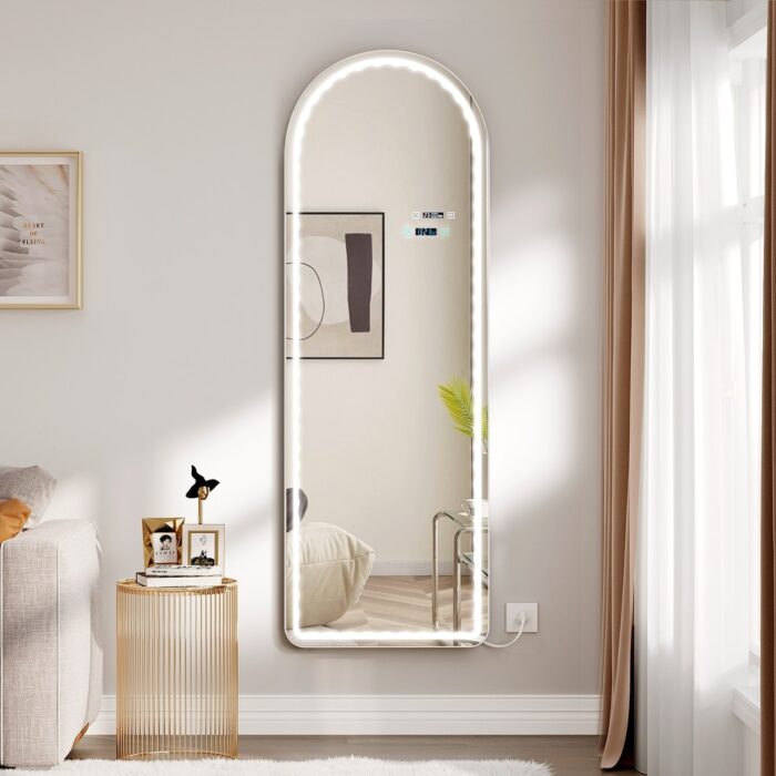 Moasis Free-standing or Wall-Mounted Arched Top Full-length LED-Lit Mirror - Image 2