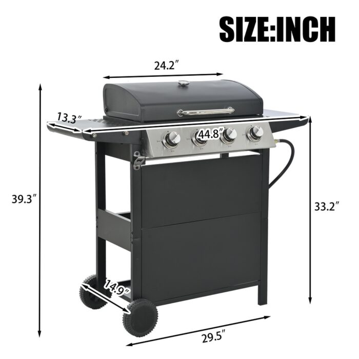 4 Burner Barbecue Grill Stainless Steel Gas Grill - Image 2