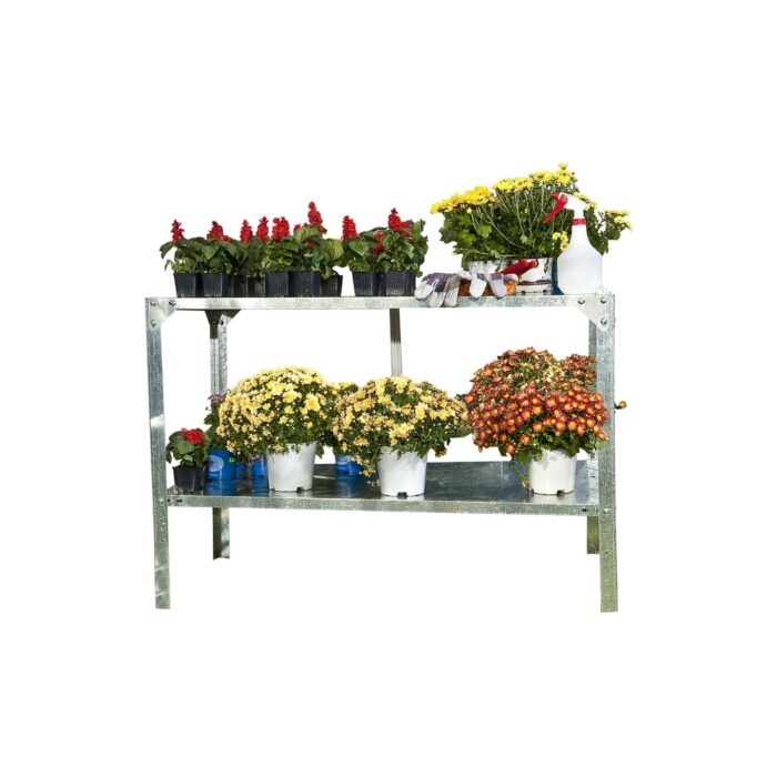 Outdoor Metal Shelving Unit Garden Potting Bench in Sturdy Galvanized Steel - 32" H x 45" W x 20" D