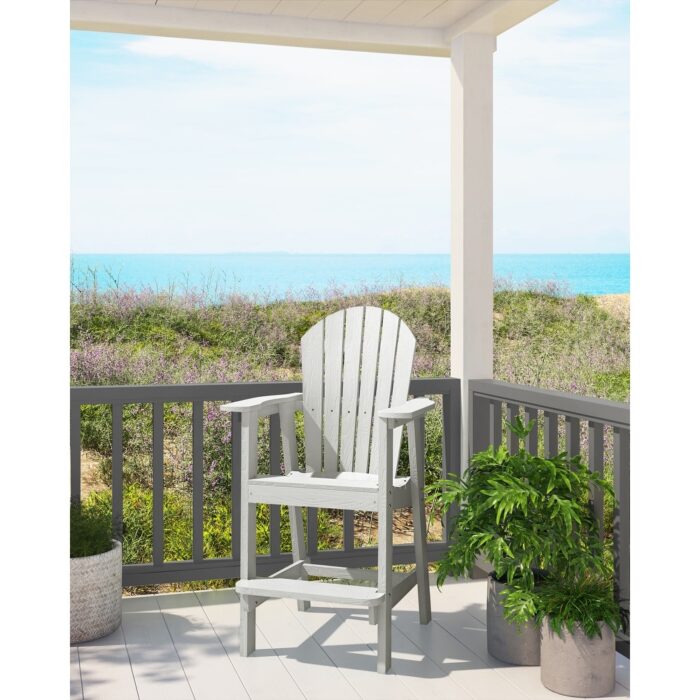 Rustic Adirondack Chairs Outdoor BarStools with Hight Back Design - Image 2