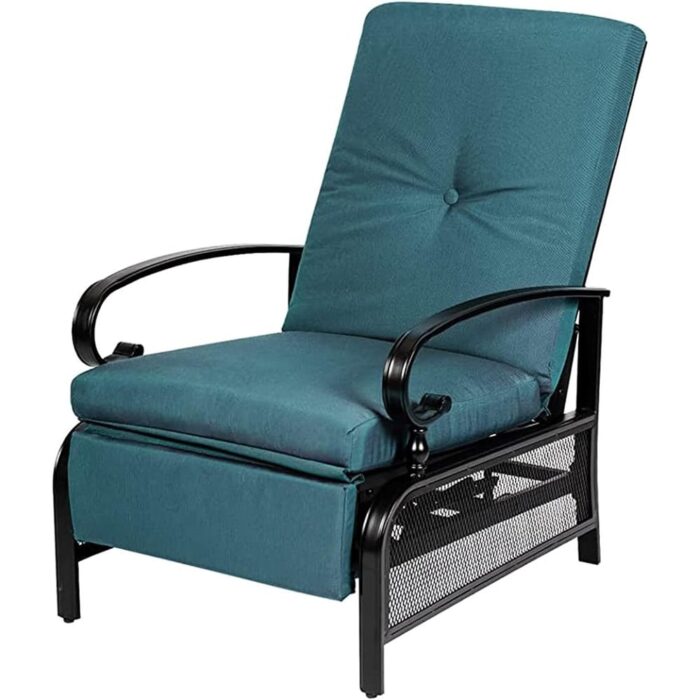 SUNCROWN Outdoor Adjustable Cushioned Metal Patio Recliner Lounge Chair