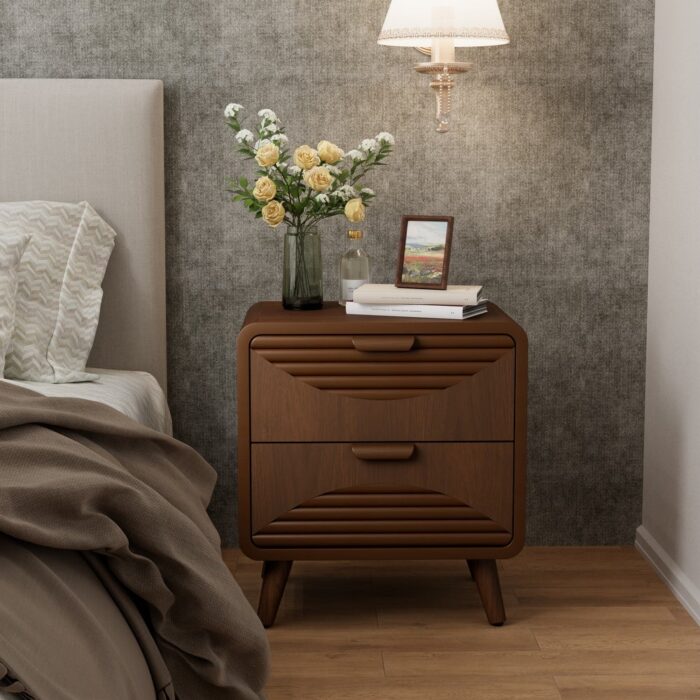 COSIEST Modern Brown Nightstand with Drawer