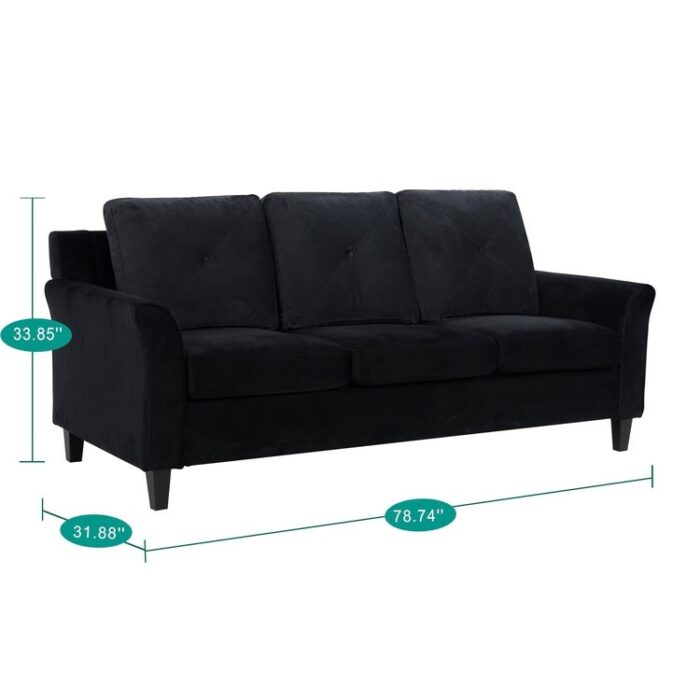 Raelynn Button Tufted Sofa Affordable Modern Sofa - Microfiber Couch for Small Spaces, Living Room, Bedroom - Image 2