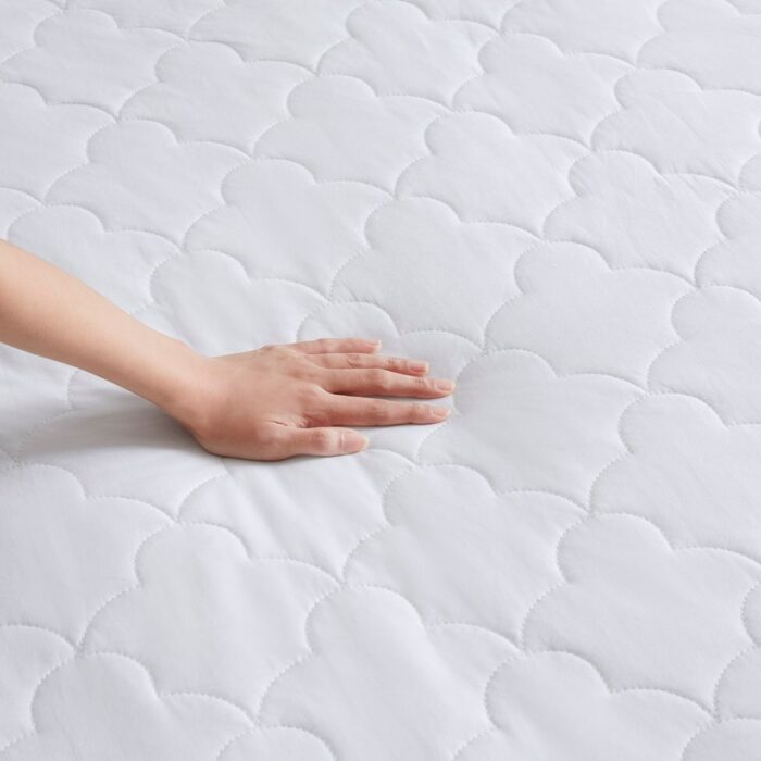 100% Cotton Percale Quilted Mattress Pad, 6" Cloud Multi-Quilting Machine Washable Mattress - White - Image 2