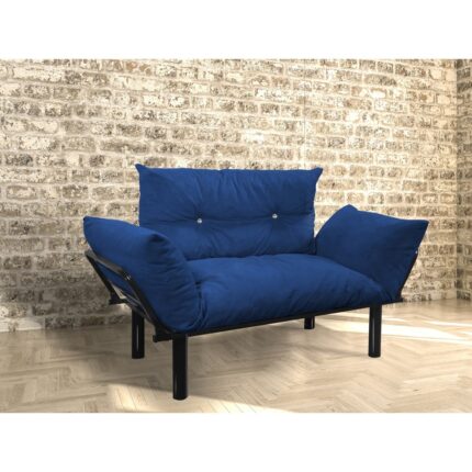Modern Extra-wide Metal-legged Cushioned Splayed Loveseat