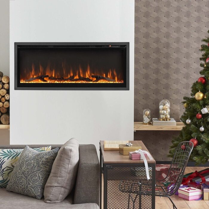 Costway 42'' Electric Fireplace Recessed Wall Mounted Freestanding - See Details - Image 2