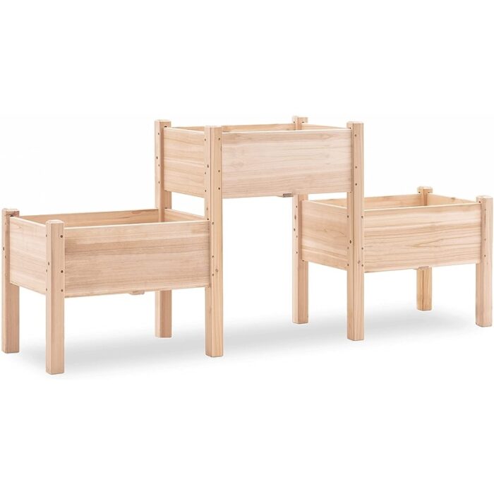 MCombo 3 Tier Raised Garden Bed, Solid Wood 0908