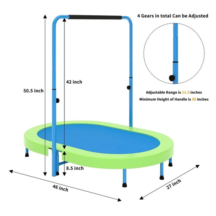 Mini Indoor Trampoline for Kids, Toddler Foldable Adjustable Trampoline with Handle for Play, Maximum Weight Capacity 220 lbs - Image 2