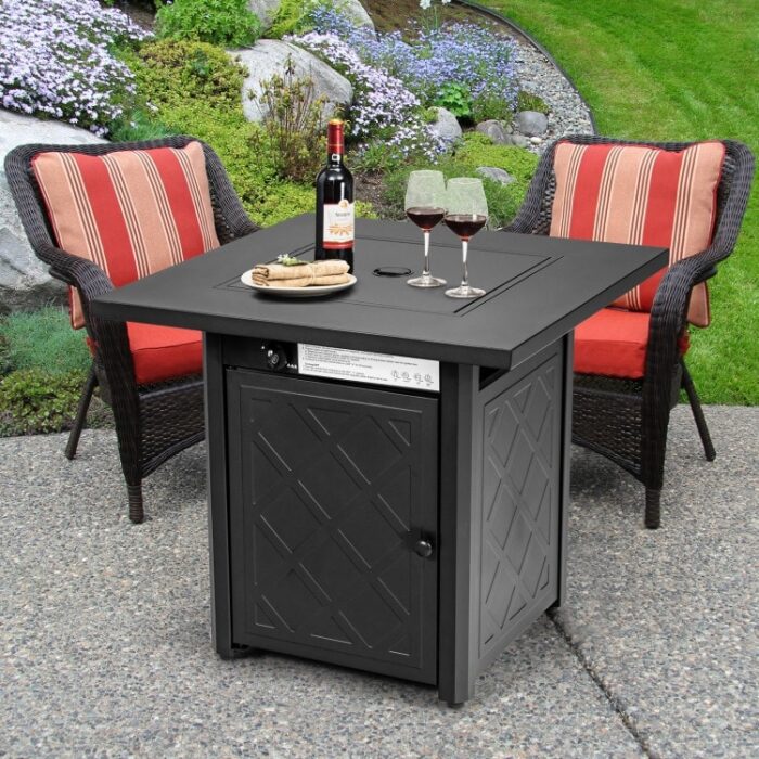 28" Propane 50 000 BTU Patio Square Gas Fireplace with Lava Rock - 28" x 28" x 25.5" (L x W x H)