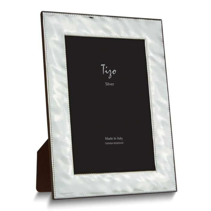 Curata Silver-Plated Hammered Double Bead 5x7 Frame