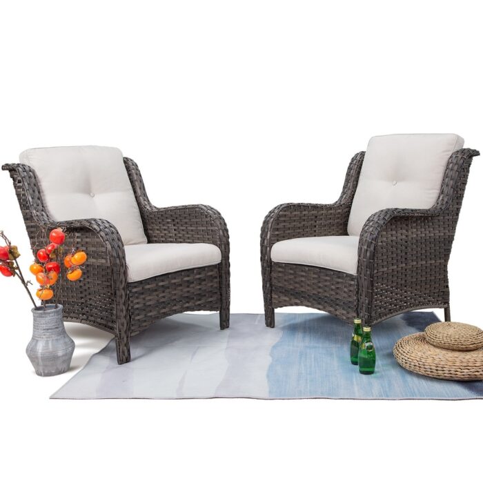 Cozywor 2-Piece Outdoor Patio Ratten Wicker Lounge Chair WIth Cushion - Image 2