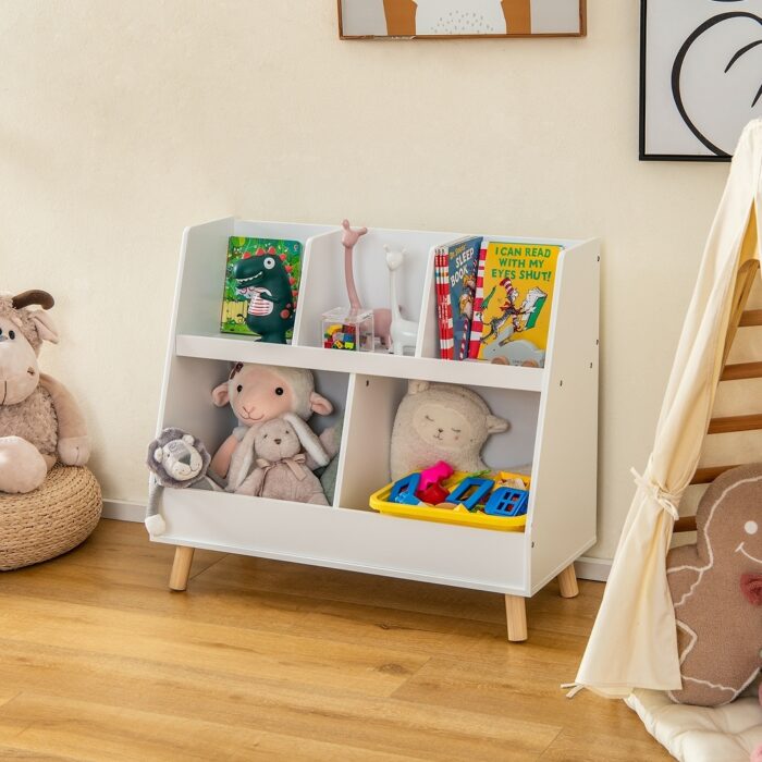 Costway 5-Cube Kids Bookshelf and Toy Organizer Wooden Storage - See Details - Image 2