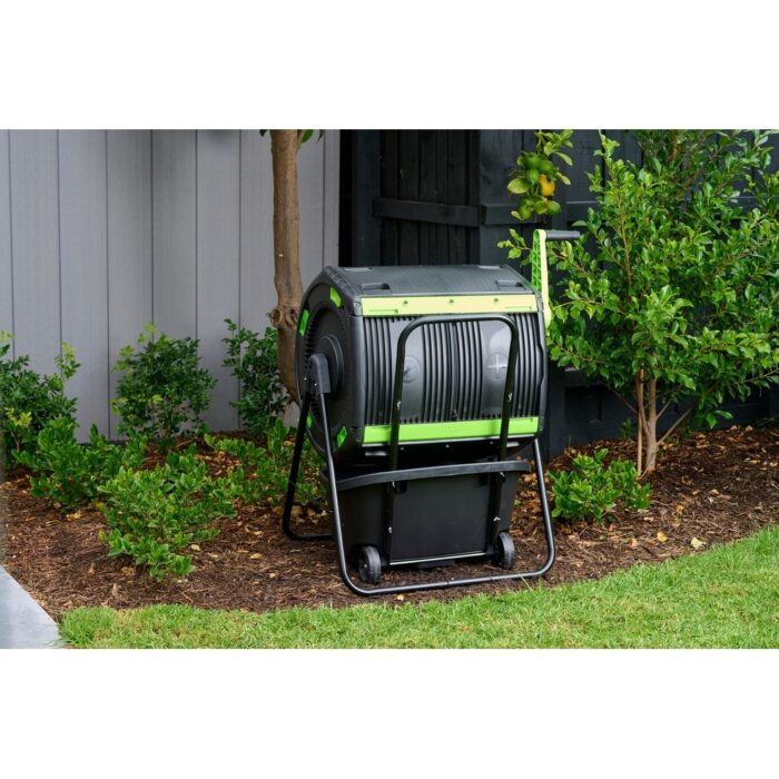 48 Gallon Geared Two Compartment Compost Tumbler and Cart - Image 2