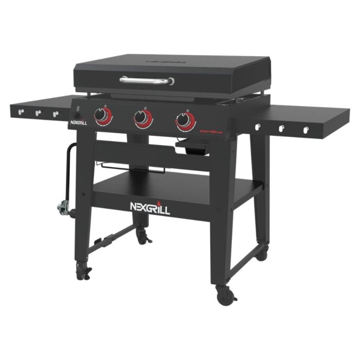 Nexgrill Daytona 3-Burner Propane Gas Griddle with Side Tables - Black - Image 2