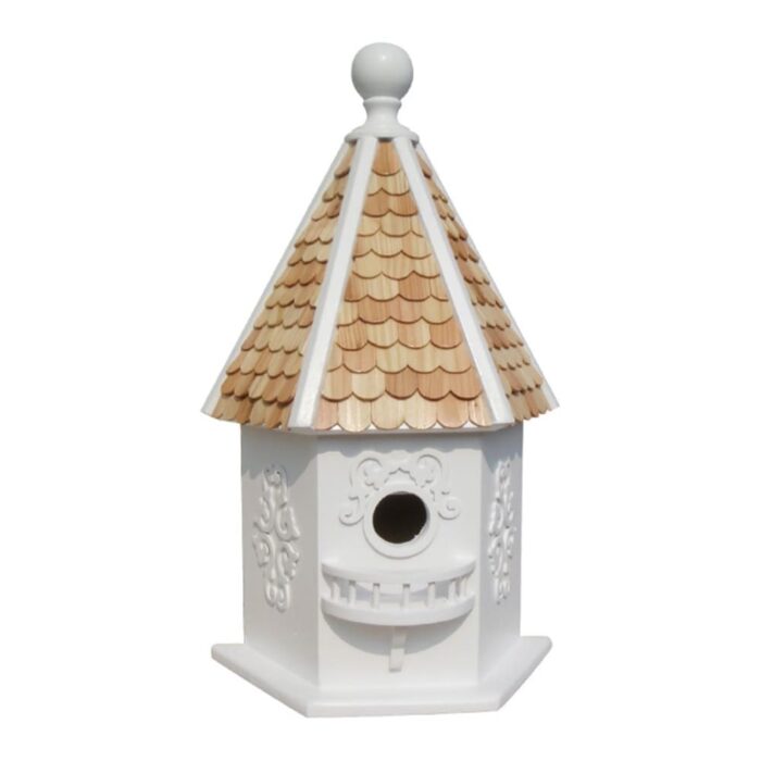 16" White and Brown Fairytale Inspired Outdoor Garden Birdhouse