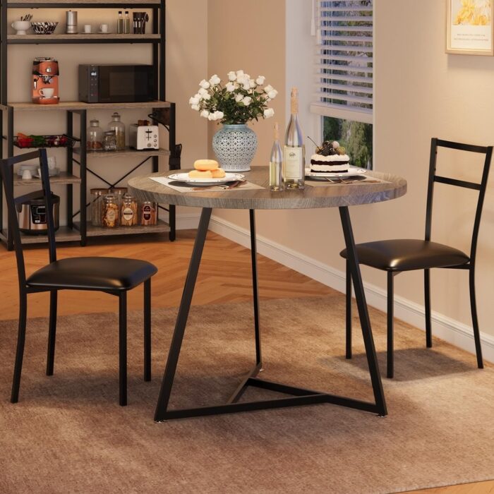Kitchen Table and Chairs for 2 with Upholstered Chairs